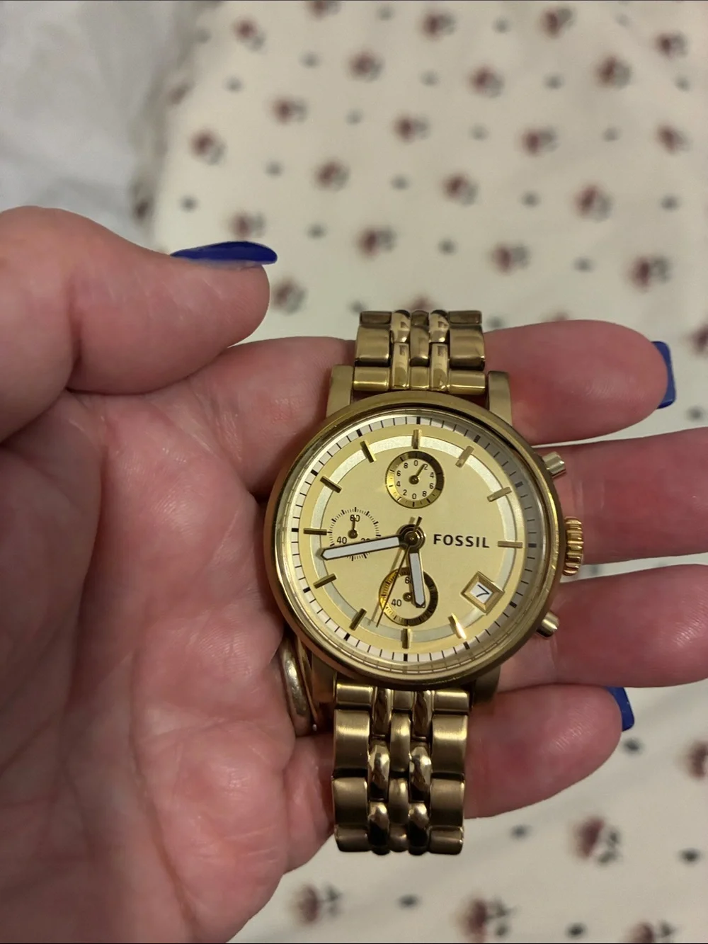 Fossil Men’s Gold-Tone Chronograph Bracelet Watch vintage.